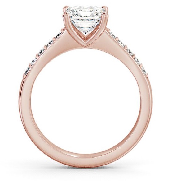 Princess Diamond Classic Style Engagement Ring 9K Rose Gold Solitaire with Channel Set Side Stones ENPR5S_RG_THUMB1
