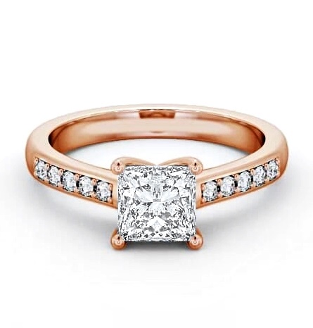 Princess Diamond Classic Style Engagement Ring 9K Rose Gold Solitaire ENPR5S_RG_THUMB1