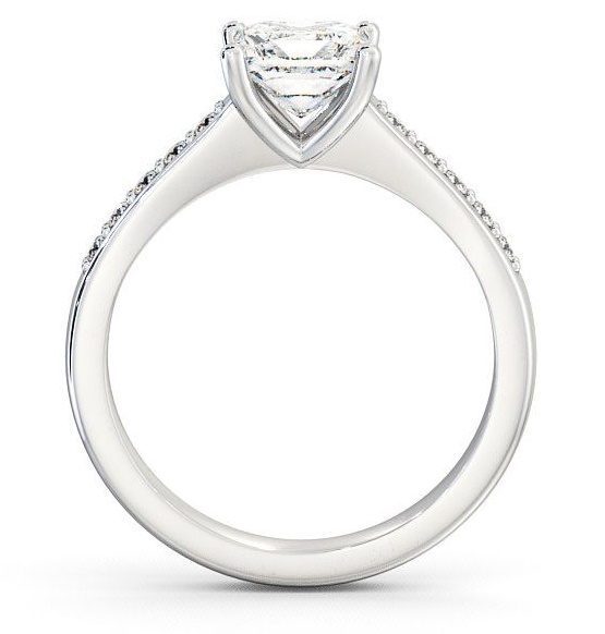 Princess Diamond Classic Style Engagement Ring 9K White Gold Solitaire with Channel Set Side Stones ENPR5S_WG_THUMB1