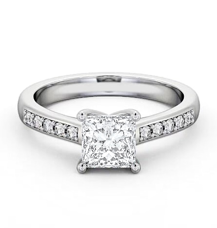 Princess Diamond Classic Style Engagement Ring 9K White Gold Solitaire ENPR5S_WG_THUMB1
