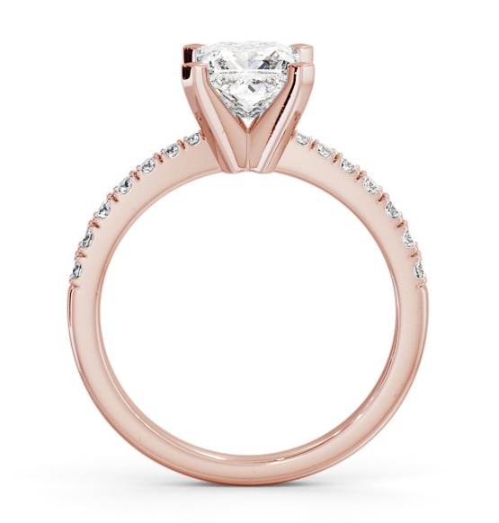 Princess Diamond Tapered Band Engagement Ring 9K Rose Gold Solitaire with Channel Set Side Stones ENPR60S_RG_THUMB1