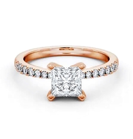 Princess Diamond Tapered Band Engagement Ring 18K Rose Gold Solitaire ENPR60S_RG_THUMB1