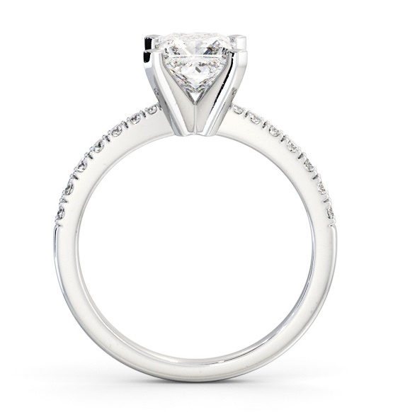 Princess Diamond Tapered Band Engagement Ring 9K White Gold Solitaire with Channel Set Side Stones ENPR60S_WG_THUMB1