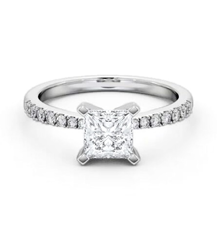 Princess Diamond Tapered Band Engagement Ring Platinum Solitaire ENPR60S_WG_THUMB1