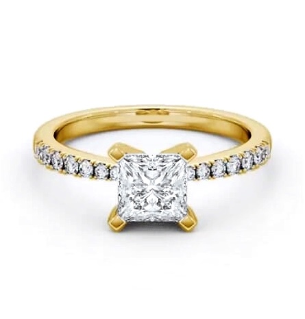 Princess Diamond Tapered Band Engagement Ring 9K Yellow Gold Solitaire ENPR60S_YG_THUMB1