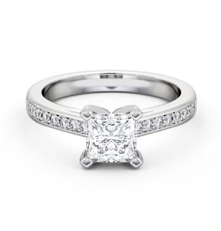 Princess Diamond 4 Prong Engagement Ring 18K White Gold Solitaire ENPR61S_WG_THUMB1