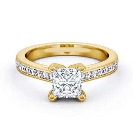 Princess Diamond 4 Prong Engagement Ring 18K Yellow Gold Solitaire ENPR61S_YG_THUMB2 