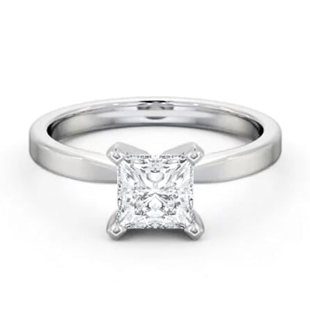 Princess Diamond Square Prongs Engagement Ring Palladium Solitaire ENPR62_WG_THUMB1