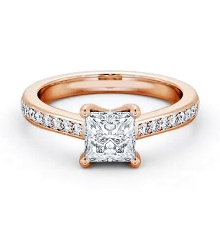 Princess Diamond Low Setting Engagement Ring 18K Rose Gold Solitaire ENPR62S_RG_THUMB2 