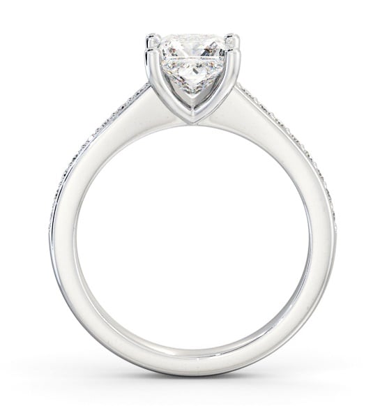 Princess Diamond Low Setting Engagement Ring Platinum Solitaire with Channel Set Side Stones ENPR62S_WG_THUMB1