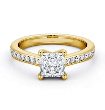 Princess Diamond Low Setting Engagement Ring 9K Yellow Gold Solitaire ENPR62S_YG_THUMB1