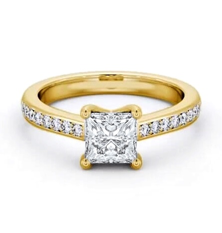 Princess Diamond Low Setting Engagement Ring 18K Yellow Gold Solitaire ENPR62S_YG_THUMB2 