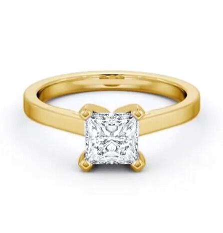 Princess Diamond Square Prongs Ring 18K Yellow Gold Solitaire ENPR63_YG_THUMB1