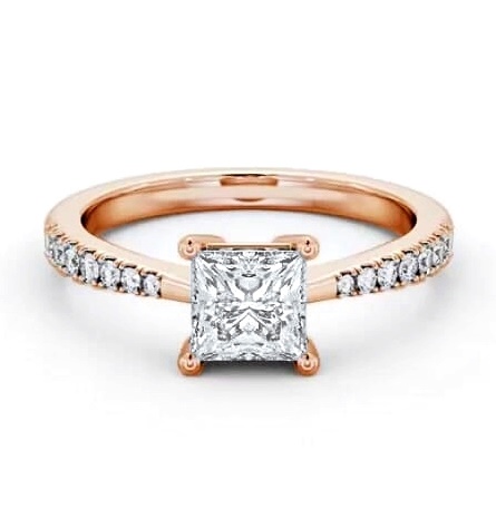 Princess Diamond Tapered Band Engagement Ring 18K Rose Gold Solitaire ENPR64S_RG_THUMB1