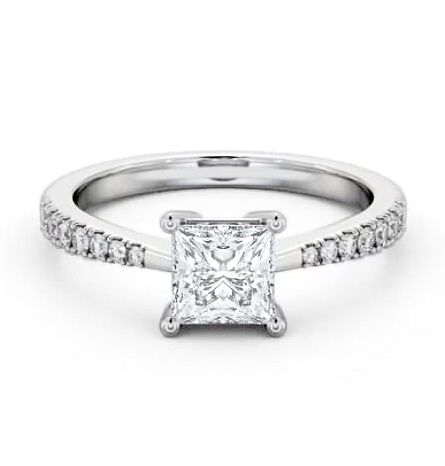 Princess Diamond Tapered Band Engagement Ring Platinum Solitaire ENPR64S_WG_THUMB1