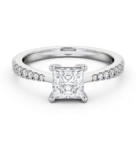 Princess Diamond Tapered Band Engagement Ring Palladium Solitaire ENPR64S_WG_THUMB2 