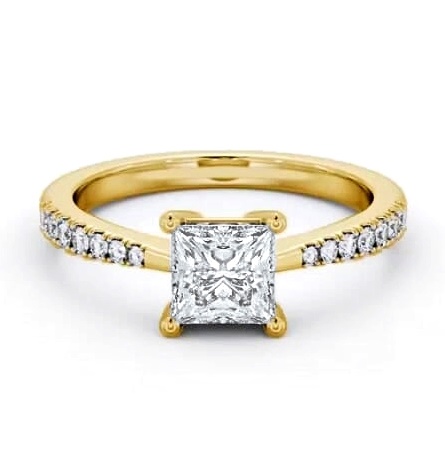 Princess Diamond Tapered Band Engagement Ring 9K Yellow Gold Solitaire ENPR64S_YG_THUMB1