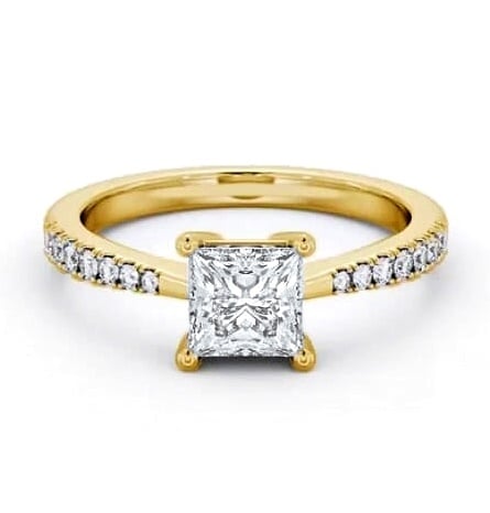 Princess Diamond Tapered Band Ring 18K Yellow Gold Solitaire ENPR64S_YG_THUMB2 