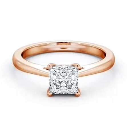 Princess Ring with Diamond Set Rail 9K Rose Gold Solitaire ENPR65_RG_THUMB1