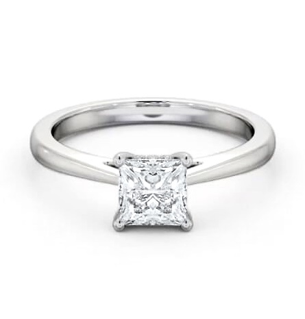 Princess Ring with Diamond Set Rail 18K White Gold Solitaire ENPR65_WG_THUMB1