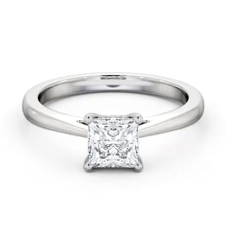 Princess Ring with Diamond Set Rail 9K White Gold Solitaire ENPR65_WG_THUMB2 