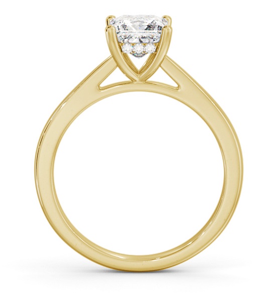 Princess Ring with Diamond Set Rail 9K Yellow Gold Solitaire ENPR65_YG_THUMB1 