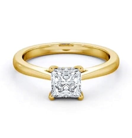 Princess Ring with Diamond Set Rail 9K Yellow Gold Solitaire ENPR65_YG_THUMB1