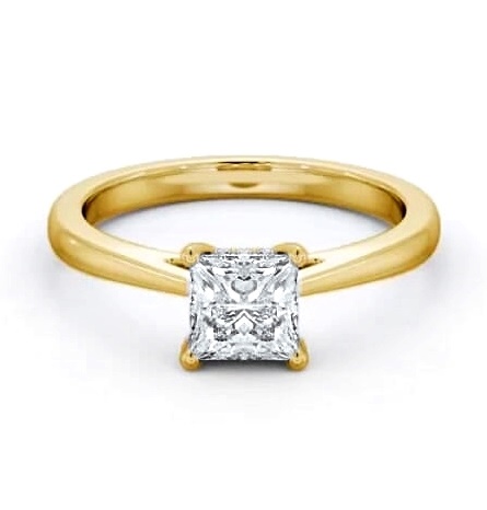 Princess Ring with Diamond Set Rail 9K Yellow Gold Solitaire ENPR65_YG_THUMB2 