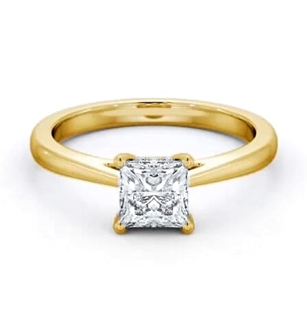 Princess Ring with Diamond Set Rail 18K Yellow Gold Solitaire ENPR65_YG_THUMB2 