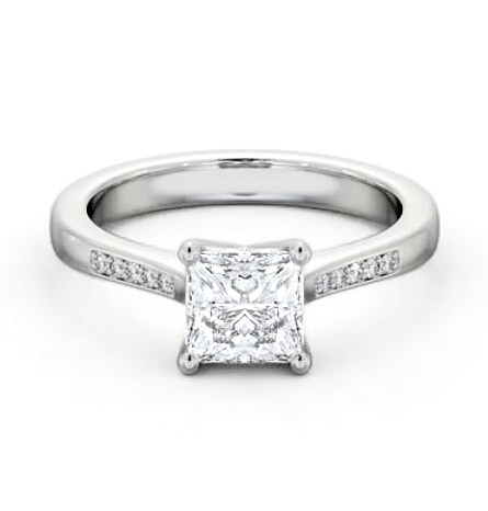 Princess Diamond Elevated Setting Ring 18K White Gold Solitaire ENPR65S_WG_THUMB1