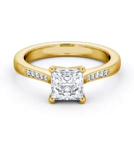 Princess Diamond Elevated Setting Ring 18K Yellow Gold Solitaire ENPR65S_YG_THUMB2 