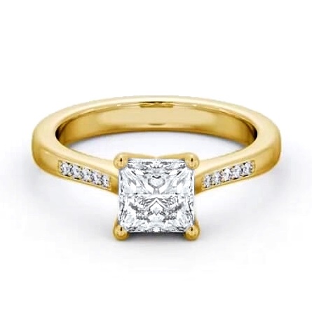 Princess Diamond Elevated Setting Ring 9K Yellow Gold Solitaire ENPR65S_YG_THUMB1
