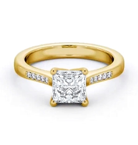 Princess Diamond Elevated Setting Ring 18K Yellow Gold Solitaire ENPR65S_YG_THUMB2 