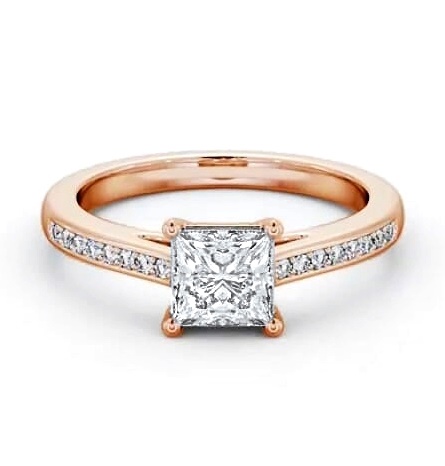 Princess Diamond Box Style Setting Ring 18K Rose Gold Solitaire ENPR66S_RG_THUMB1