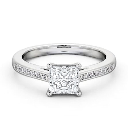 Princess Diamond Box Style Setting Ring 18K White Gold Solitaire ENPR66S_WG_THUMB1