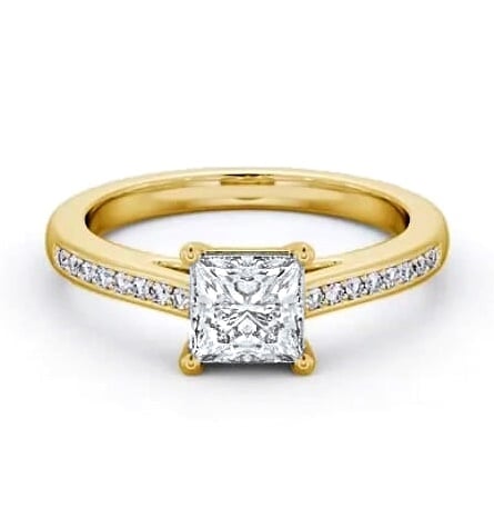 Princess Diamond Box Style Setting Ring 18K Yellow Gold Solitaire ENPR66S_YG_THUMB2 