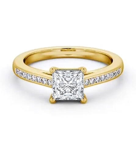 Princess Diamond Box Style Setting Ring 9K Yellow Gold Solitaire ENPR66S_YG_THUMB1