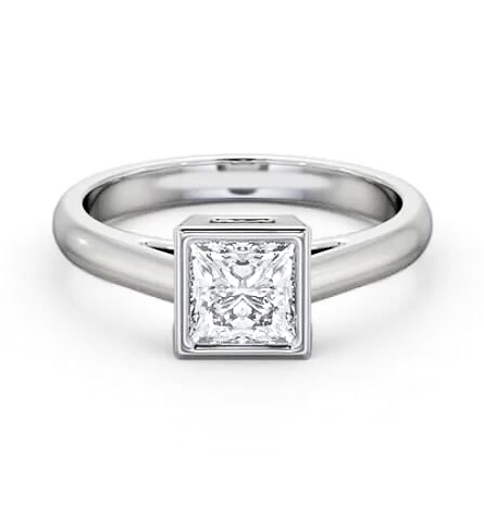 Princess Diamond Bezel Set Engagement Ring 18K White Gold Solitaire ENPR67_WG_THUMB1