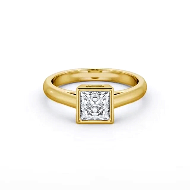 Princess Diamond Engagement Ring 18K Yellow Gold Solitaire - Regina ENPR67_YG_HAND