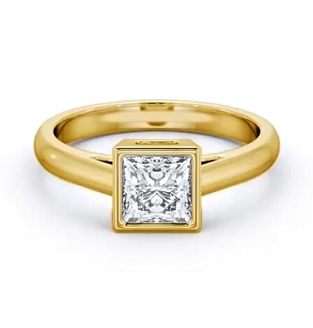 Princess Diamond Bezel Set Engagement Ring 18K Yellow Gold Solitaire ENPR67_YG_THUMB2 
