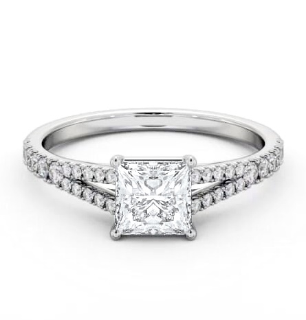 Princess Diamond Split Band Engagement Ring 18K White Gold Solitaire ENPR68S_WG_THUMB1