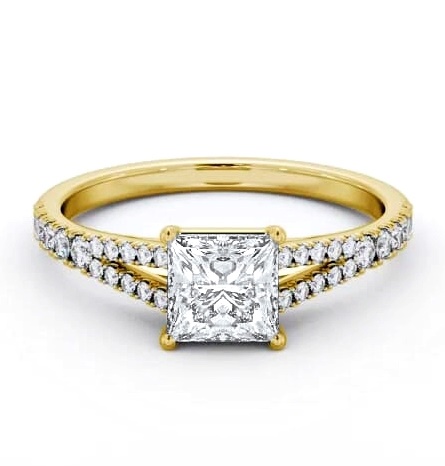 Princess Diamond Split Band Engagement Ring 18K Yellow Gold Solitaire ENPR68S_YG_THUMB2 