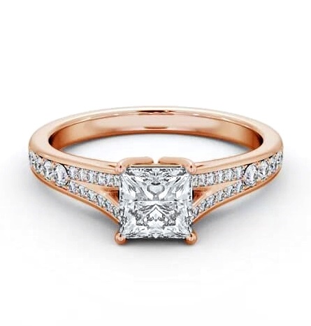 Princess Diamond Split Channel Engagement Ring 18K Rose Gold Solitaire ENPR69S_RG_THUMB2 
