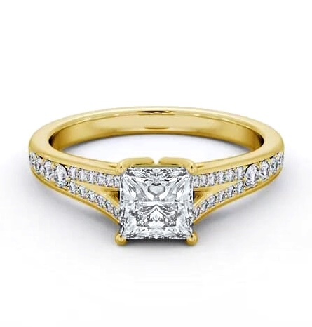 Princess Diamond Split Channel Ring 18K Yellow Gold Solitaire ENPR69S_YG_THUMB1
