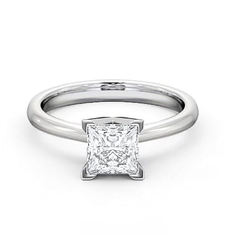 Princess Diamond Square Prongs Engagement Ring Platinum Solitaire ENPR6_WG_THUMB2 
