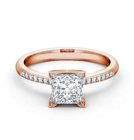 Princess Diamond High Setting Engagement Ring 9K Rose Gold Solitaire ENPR6S_RG_THUMB1