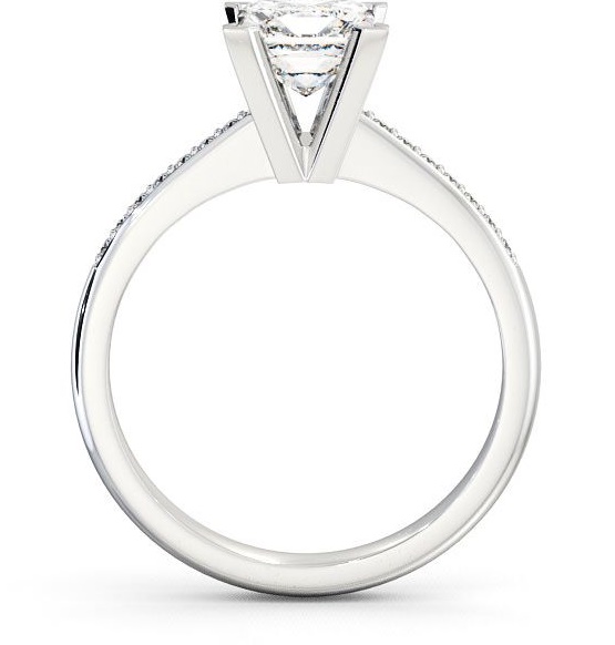 Princess Diamond High Setting Engagement Ring 18K White Gold Solitaire with Channel Set Side Stones ENPR6S_WG_THUMB1