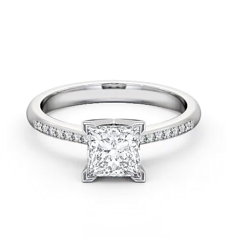Princess Diamond High Setting Engagement Ring Platinum Solitaire ENPR6S_WG_THUMB1