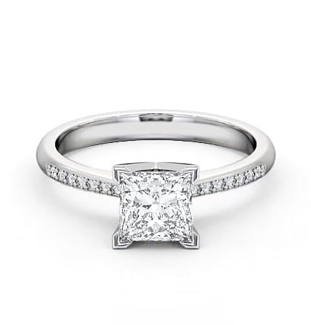 Princess Diamond High Setting Engagement Ring 18K White Gold Solitaire ENPR6S_WG_THUMB2 