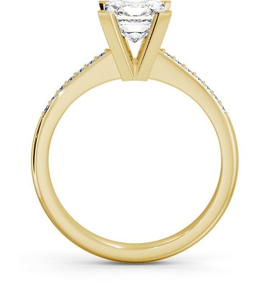 Princess Diamond High Setting Engagement Ring 18K Yellow Gold Solitaire with Channel Set Side Stones ENPR6S_YG_THUMB1
